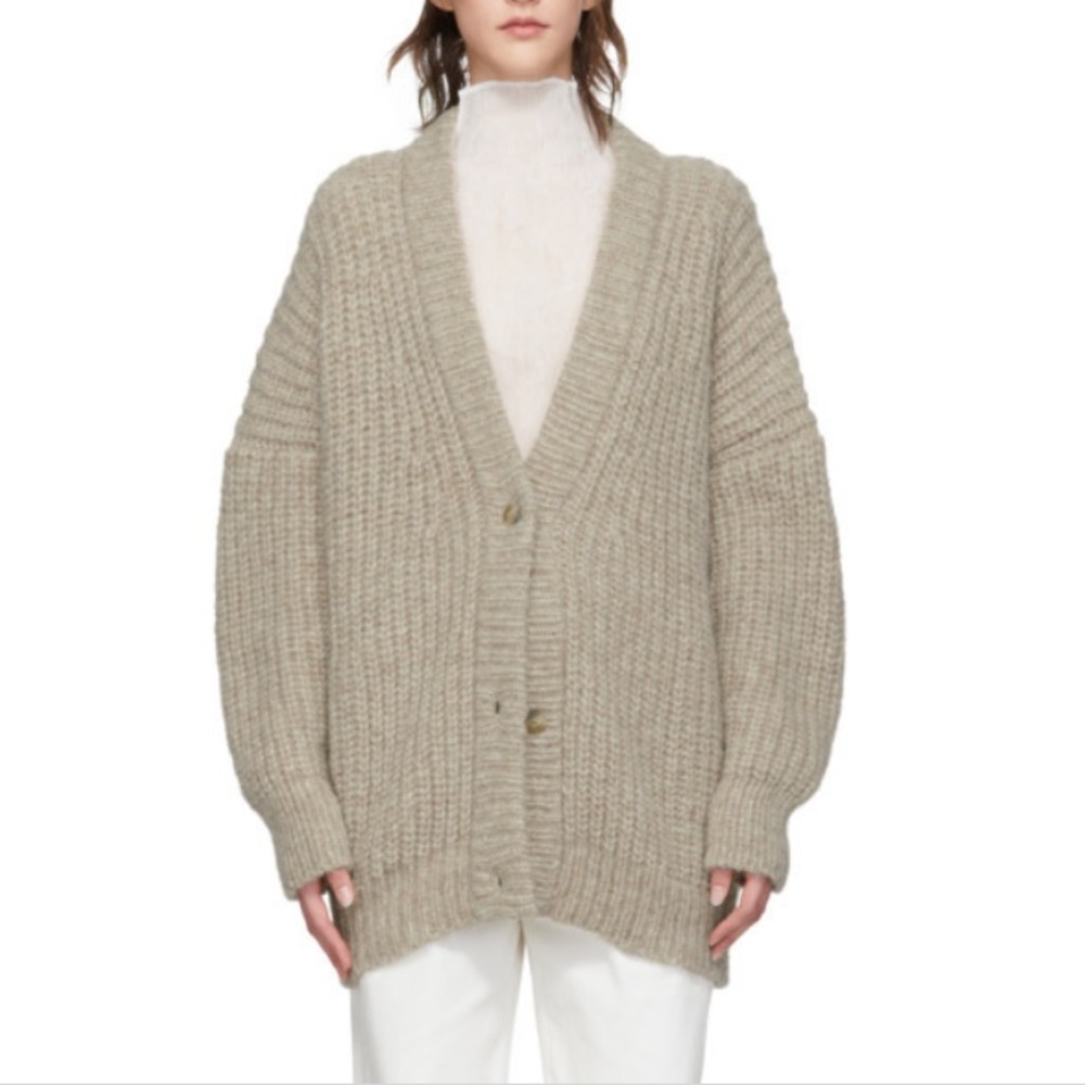 Lauren Manoogian Chunky Ribbed Cardigan in Light Taupe